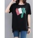 Women Cotton Loose Irregular Hem T-Shirts