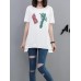 Women Cotton Loose Irregular Hem T-Shirts