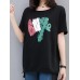 Women Cotton Loose Irregular Hem T-Shirts