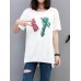 Women Cotton Loose Irregular Hem T-Shirts