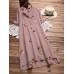 M-5XL Vintage Floral Embroidery Pockets Irregular Dress for Women