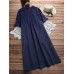 M-5XL Vintage Floral Embroidery Pockets Irregular Dress for Women