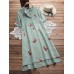 M-5XL Vintage Floral Embroidery Pockets Irregular Dress for Women