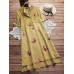 M-5XL Vintage Floral Embroidery Pockets Irregular Dress for Women