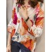 Casual Women Loose Floral Printed Hollow Up Lace Patchwork Shirts