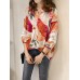 Casual Women Loose Floral Printed Hollow Up Lace Patchwork Shirts