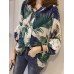 Casual Women Loose Floral Printed Hollow Up Lace Patchwork Shirts