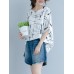 Casual Women Cotton Loose Print Short Sleeve O-Neck T-Shirts