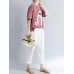 Women Cotton Linen Plaid Cartoon Cat Embroidered Short Sleeve T-Shirts