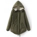 Women Casual Pure Color Faux Fur Hooded Drawstring Thick Coats