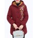 Women Embroidery Warm Thicken Fleece Hooded Coats