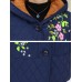 Women Embroidery Warm Thicken Fleece Hooded Coats