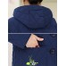 Women Embroidery Warm Thicken Fleece Hooded Coats