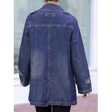 Casual Women Loose Long Sleeve Lapel Denim Coats