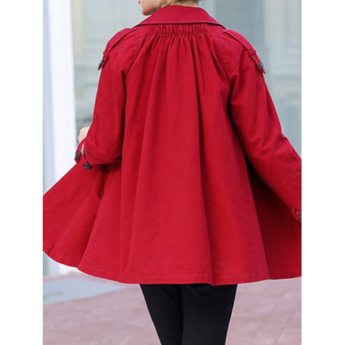 Women Casual Lapel Pockets Autumn Trench Coats