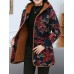 Women Fluff Thick Floral Print Pocket Hooded Coats（random shipping）