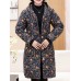 Vintage Women Floral Print Pocket Button Hooded Coats（random shipping）