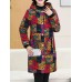 Vintage Women Floral Print Pocket Button Hooded Coats（random shipping）