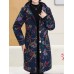 Vintage Women Floral Print Pocket Button Hooded Coats（random shipping）