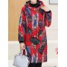 Vintage Women Floral Print Pocket Button Hooded Coats（random shipping）