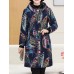 Vintage Women Floral Print Pocket Button Hooded Coats（random shipping）