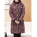 Vintage Women Floral Print Pocket Button Hooded Coats（random shipping）