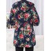 Vintage Women Floral Print Thicken Hooded Buttons Coats