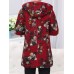 Vintage Women Floral Print Thicken Hooded Buttons Coats