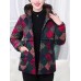 Vinatge Women Thick Warm Print Hooded Pockets Coats(random）