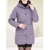 Women Pure Color Fleece Thicken Hooded Long Sleeve Coats