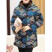 Women Floral Print Hooded Fleece Thicken Long Sleeve Coats