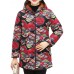 Women Floral Print Hooded Fleece Thicken Long Sleeve Coats