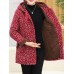 Autumn Winter Floral Print Buttons Thicken Hooded Coats（random shipping）