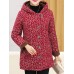 Autumn Winter Floral Print Buttons Thicken Hooded Coats（random shipping）