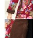 Autumn Winter Floral Print Buttons Thicken Hooded Coats（random shipping）