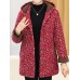 Autumn Winter Floral Print Buttons Thicken Hooded Coats（random shipping）