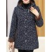 Autumn Winter Floral Print Buttons Thicken Hooded Coats（random shipping）