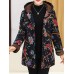 Autumn Winter Floral Print Buttons Thicken Hooded Coats（random shipping）