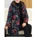 Autumn Winter Floral Print Buttons Thicken Hooded Coats（random shipping）