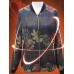 Women Long Sleeve Floral Print Zipper Stand Collar Jacket