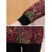 Women Long Sleeve Floral Print Zipper Stand Collar Jacket