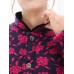 Women Floral Print Buttons Stand Collar Winter Coats（random shipping）