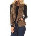 Casual Women Fleece Loose Solid Color Sleeveless Jacket with Pockets