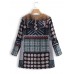 Women Polka Dot Print Fluffy Fleece Thick Floral Print Vintage Jacket Coats