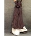 M-5XL Vintage Women  Striped Crew Neck Long Sleeve Dress