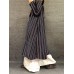 M-5XL Vintage Women  Striped Crew Neck Long Sleeve Dress