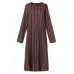 M-5XL Vintage Women  Striped Crew Neck Long Sleeve Dress