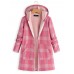 Casual Women Plaid Print Pockets Zipper Hooded Coats