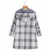 Casual Women Plaid Print Pockets Zipper Hooded Coats