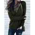 Women Pure Color Buttons Long Sleeve Basis T-shirts